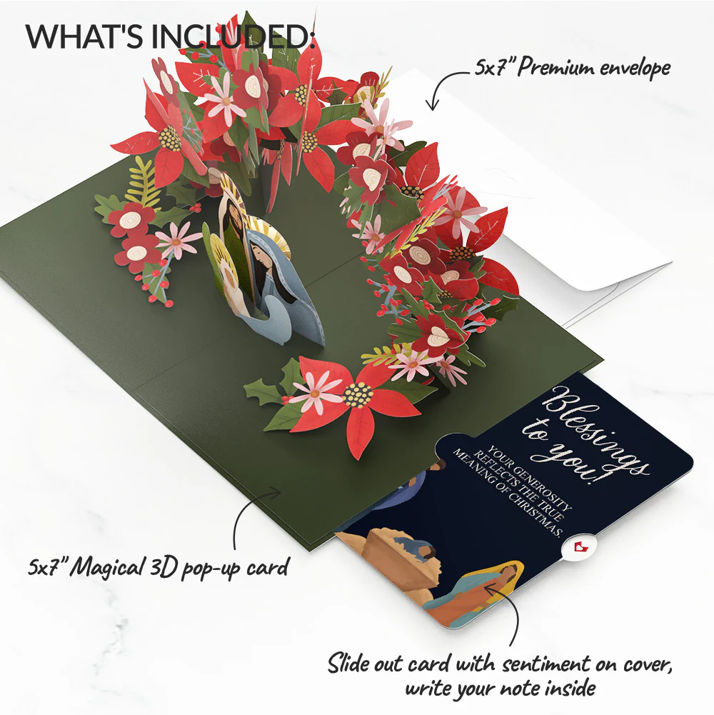 A Child Is Born Christmas Pop-Up Card and Blessings Sentiment Set - Image 2