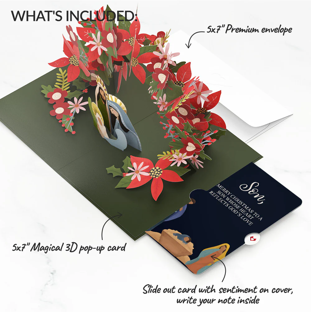 A Child Is Born Christmas Pop-Up Card and Sentiment Set for Son - Image 2