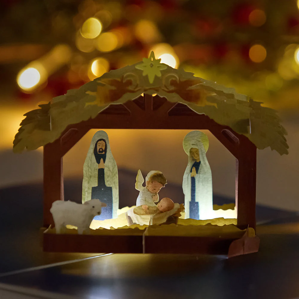 A Child is Born Nativity Light-Up Pop-Up Card - Image 2