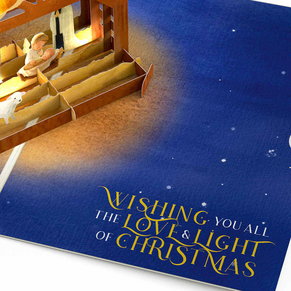 A Child is Born Nativity Light-Up Pop-Up Card - Image 4