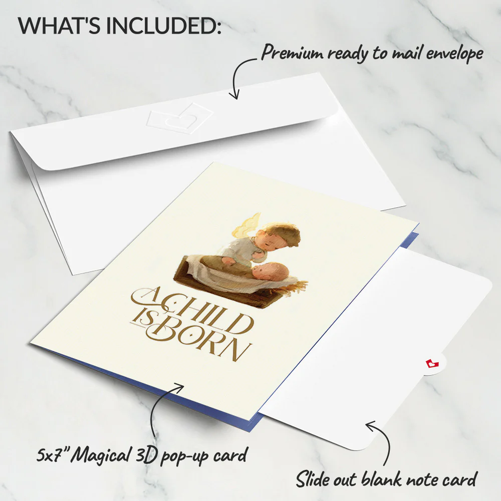 A Child is Born Nativity Light-Up Pop-Up Card - Image 7