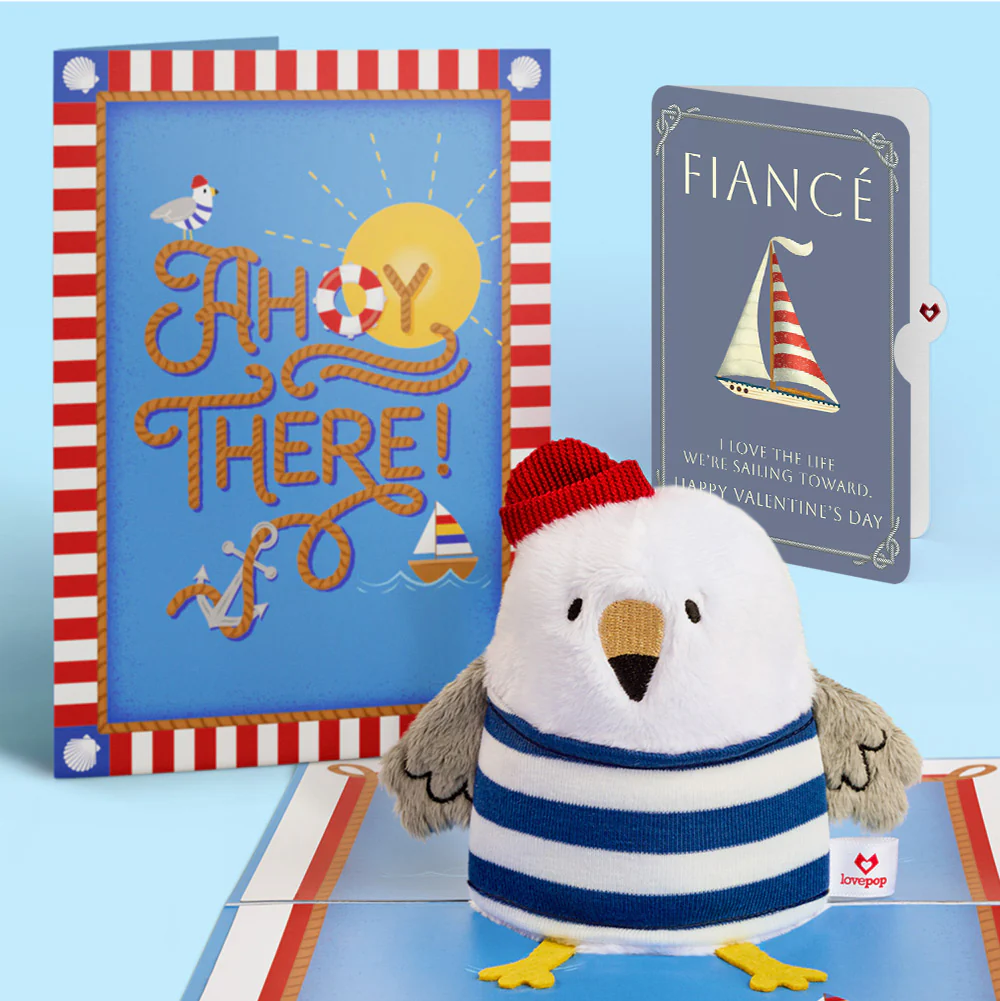 'Ahoy There' Valentine Plushpop Card and Sentiment Set for Fiancé