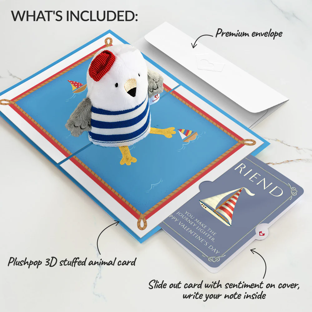 'Ahoy There' Valentine Plushpop Card and Sentiment Set for Friend - Image 2