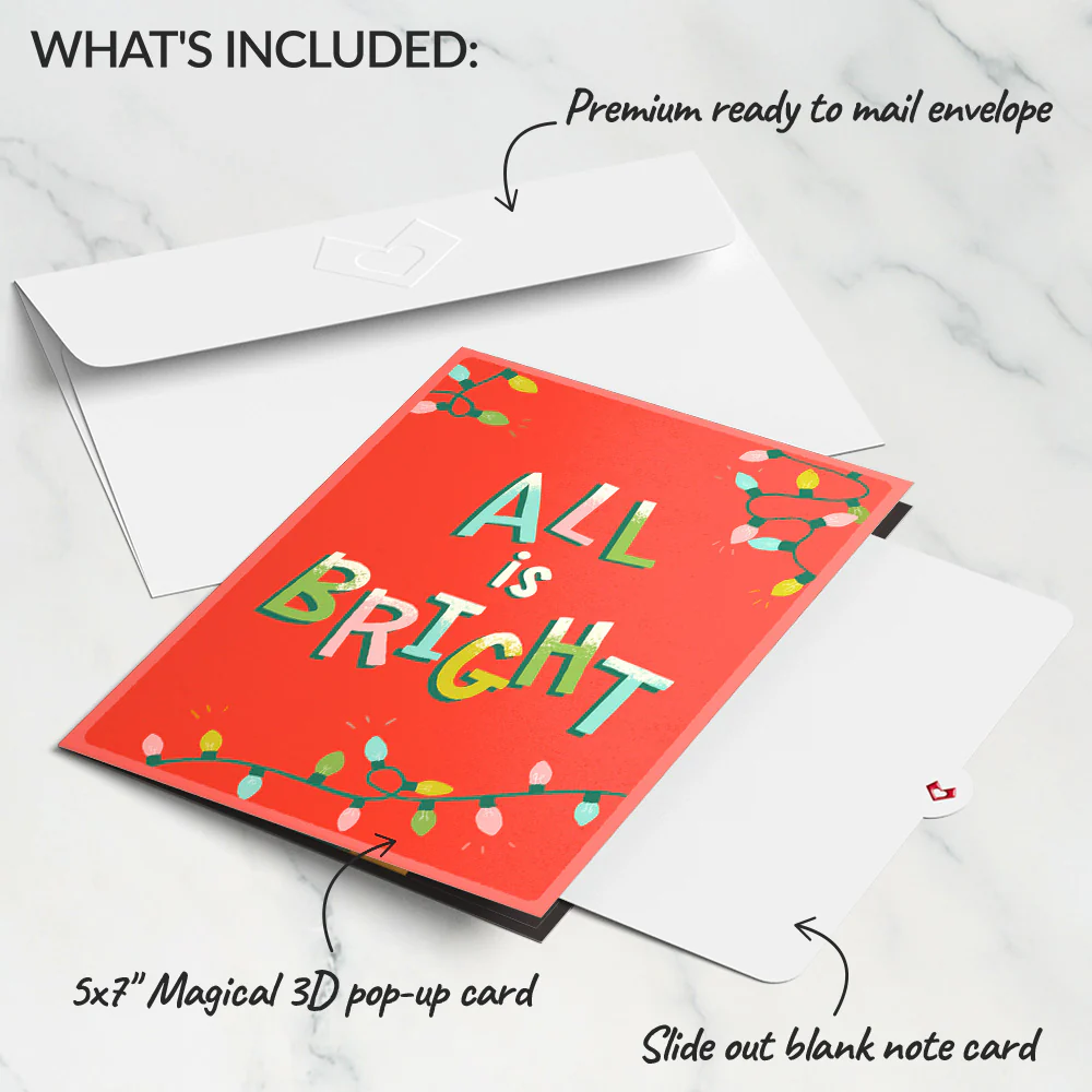 All Is Bright Holiday Reindeer Light-Up Pop-Up Card - Image 6
