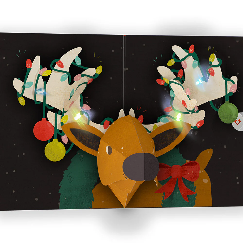 All Is Bright Holiday Reindeer Light-Up Pop-Up Card and Sentiment Set for Mom - Image 3