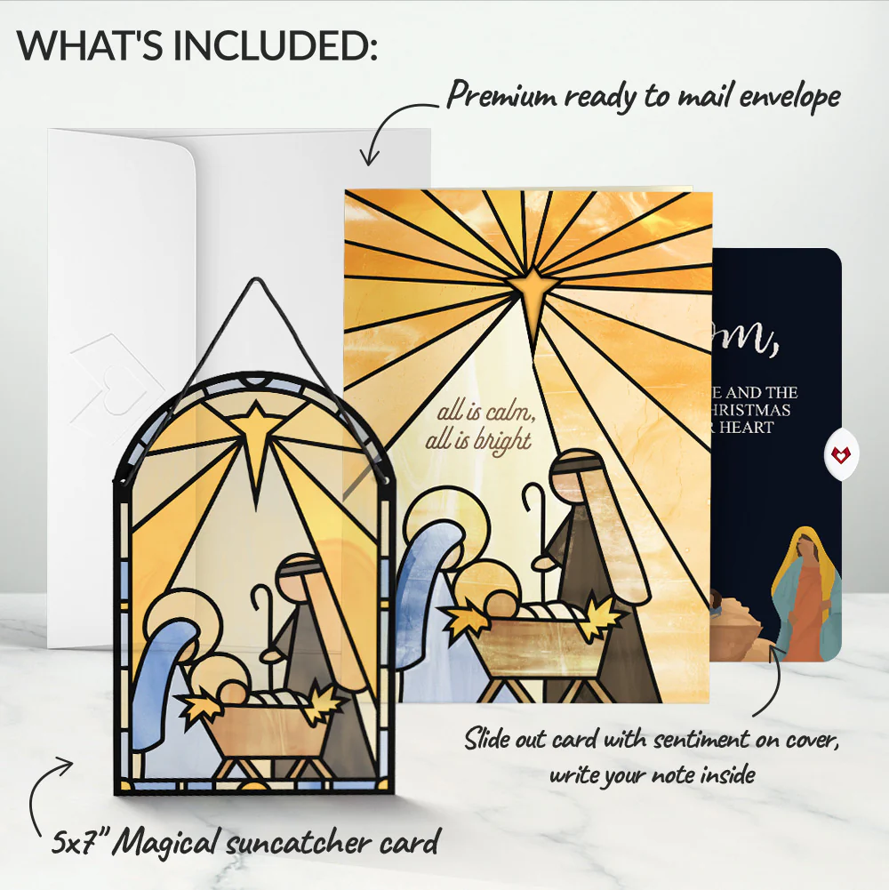 All Is Calm Nativity Christmas Suncatcher Card and Sentiment Set for Mom - Image 2