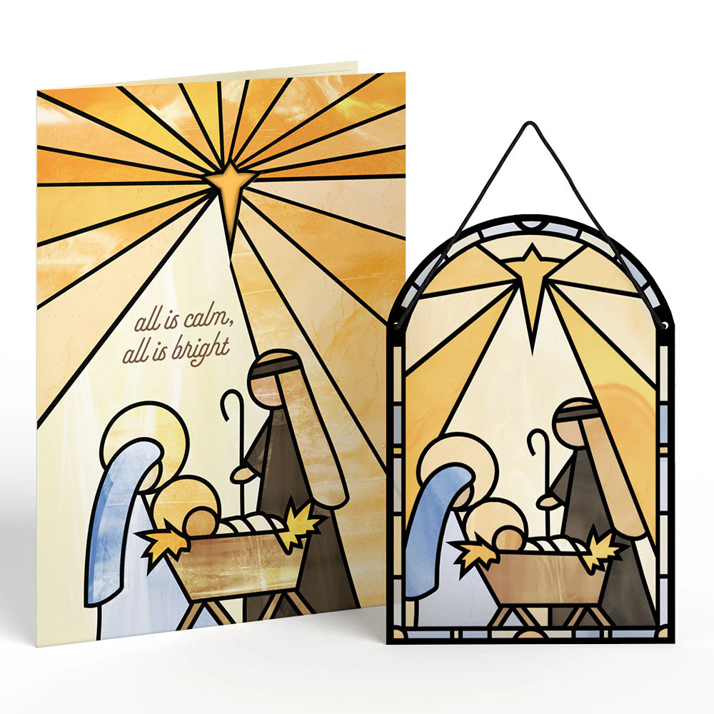 All Is Calm Nativity Suncatcher Card - Image 2