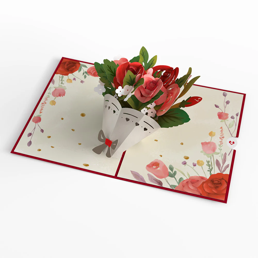 Anniversary Roses Bouquet Pop-Up Card - Image 3