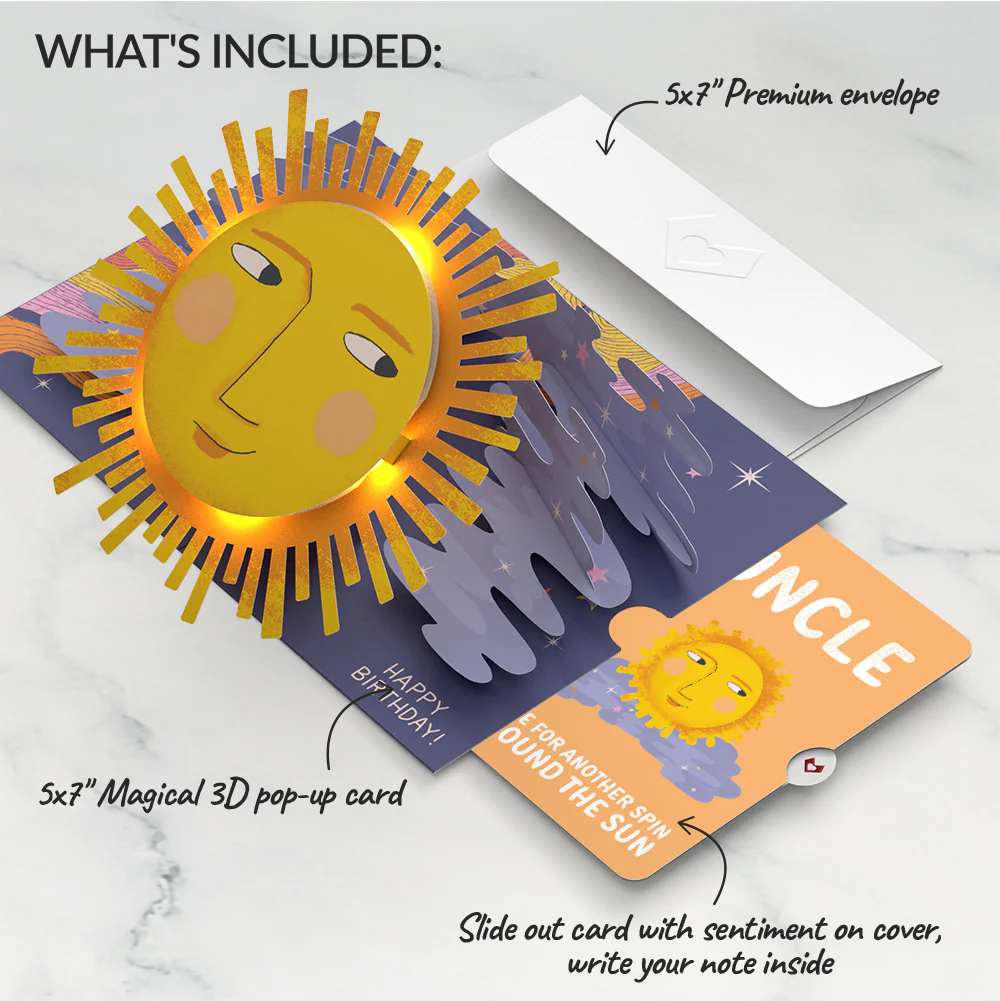 Another Trip Around the Sun Birthday Light-Up Pop-Up Card and Sentiment Set for Uncle - Image 2