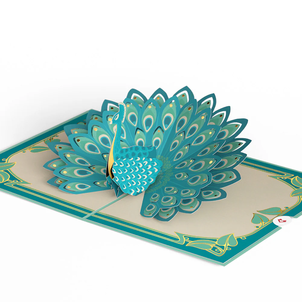 Art Deco Peacock Pop-Up Card - Image 3