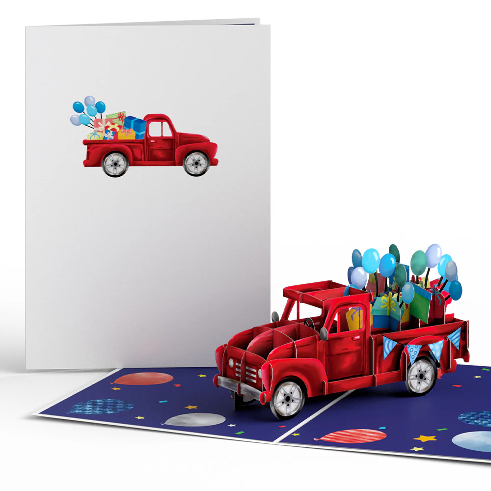 Balloons and Gifts Truck Pop-Up Card