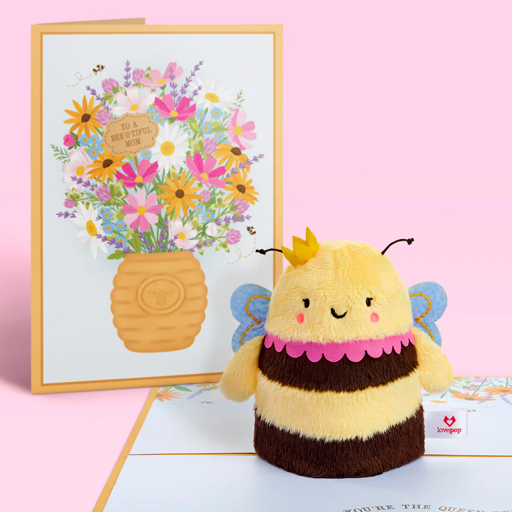 'Bee-u-tiful Mom' Queen Bee Plushpop Card & Bouquet Bundle - Image 2