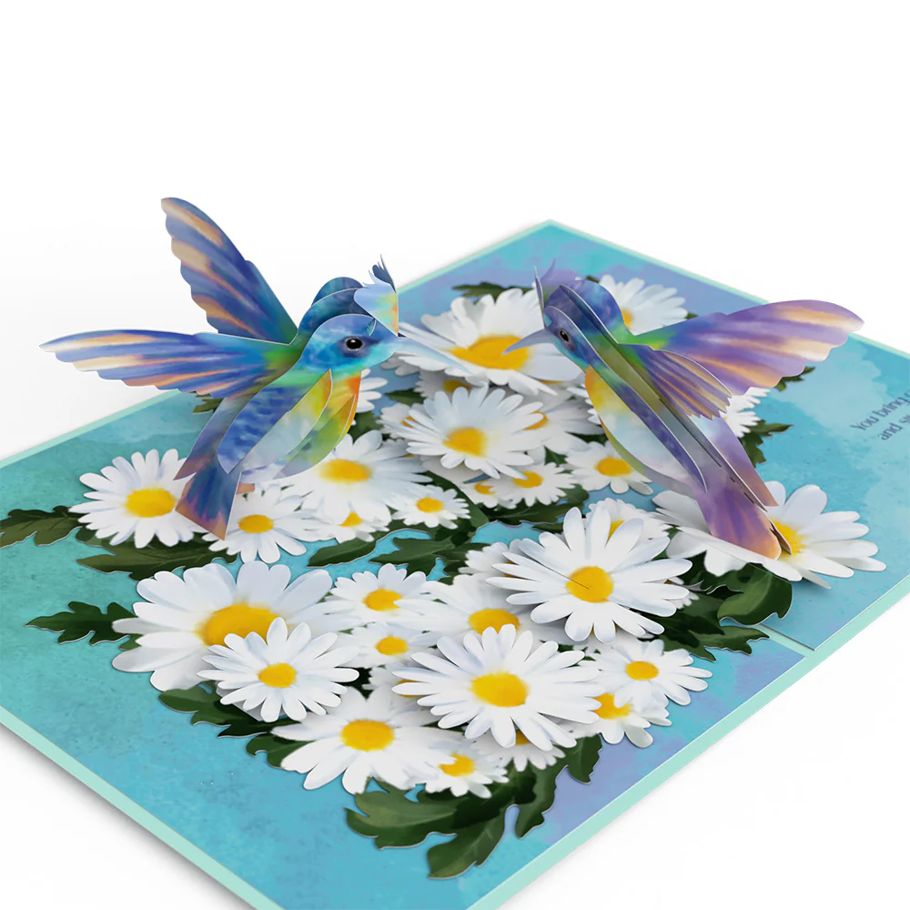 Beloved Grandparents Daisy Patch Hummingbirds Pop-Up Card - Image 5
