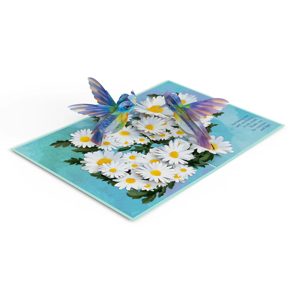 Beloved Grandparents Daisy Patch Hummingbirds Pop-Up Card - Image 6