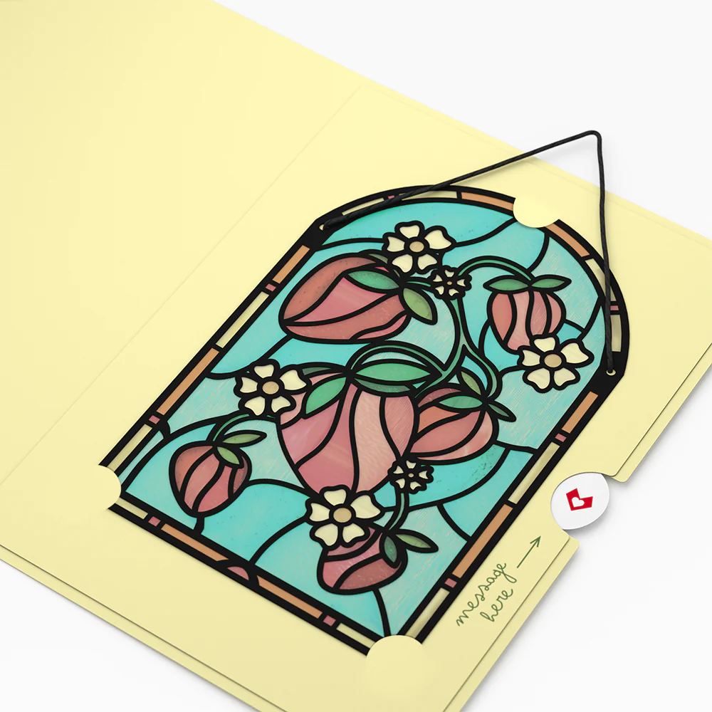 Berry Sweet Birthday Strawberries Suncatcher Card - Image 4