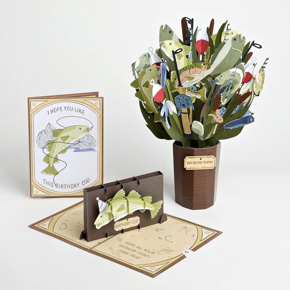 Birthday Cod Pop-Up Card & Bouquet Bundle