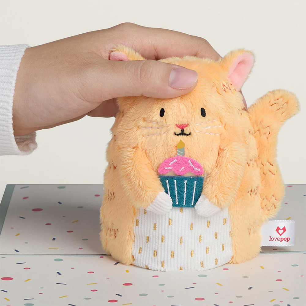 'Birthday Wishes' Cupcake Cat Plushpop Card and Bouquet Bundle - Image 3
