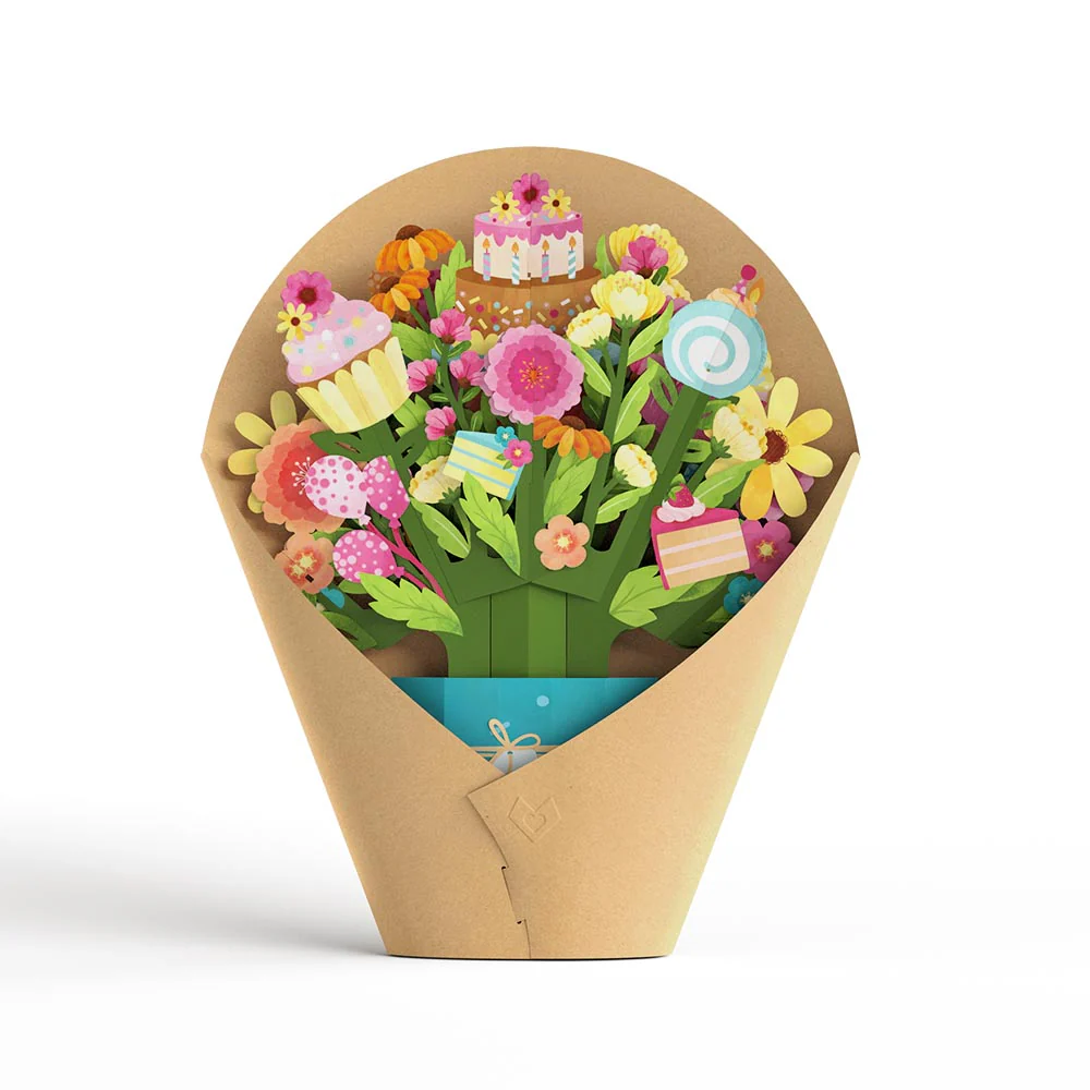 'Birthday Wishes' Cupcake Cat Plushpop Card and Bouquet Bundle - Image 6