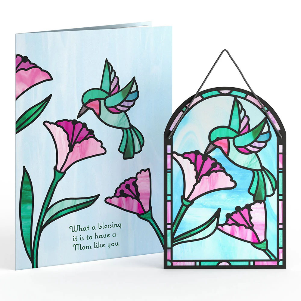 Blessing to Have a Mom Like You Hummingbird Suncatcher Card & Bouquet Bundle - Image 5