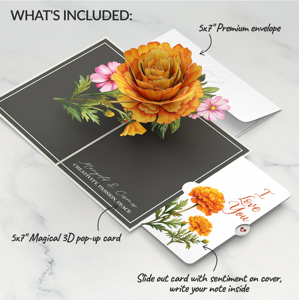 Born to Bloom: October Birth Month Flowers Love Pop-Up Card and Sentiment Set - Image 2