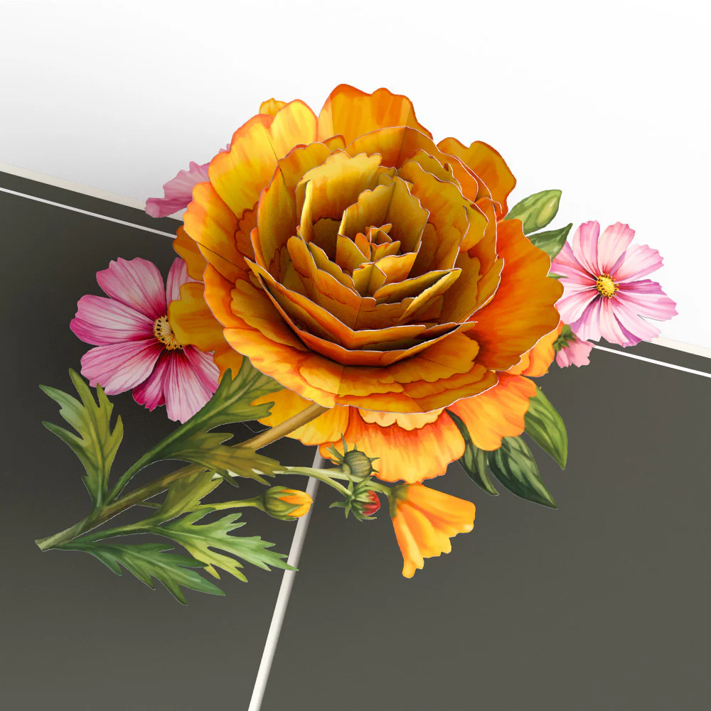 Born to Bloom: October Birth Month Flowers Thank You Pop-Up Card and Sentiment Set - Image 3