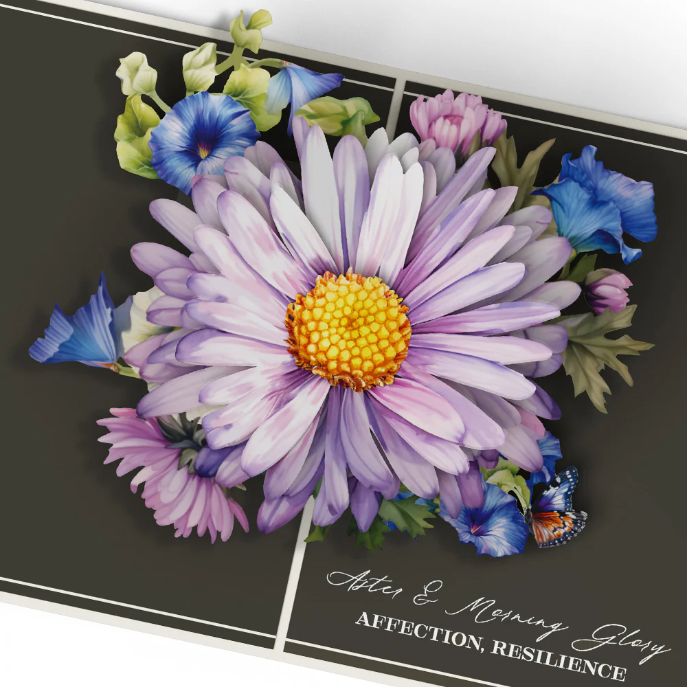 Born to Bloom: September Birth Month Flowers Pop-Up Card and Morning Glory Sentiment Set - Image 3