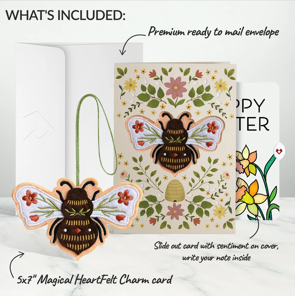 Botanical Bee Easter Heartfelt Charm Card™ and Sentiment Set - Image 2