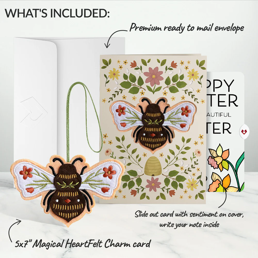 Botanical Bee Easter Heartfelt Charm Card™ and Sentiment Set for Sister - Image 2