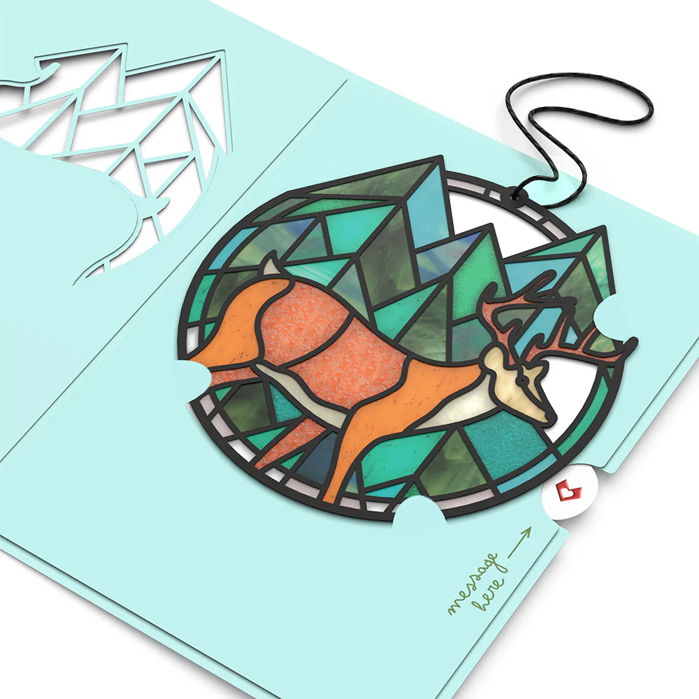 Calm Among the Trees Elk Suncatcher Card - Image 4