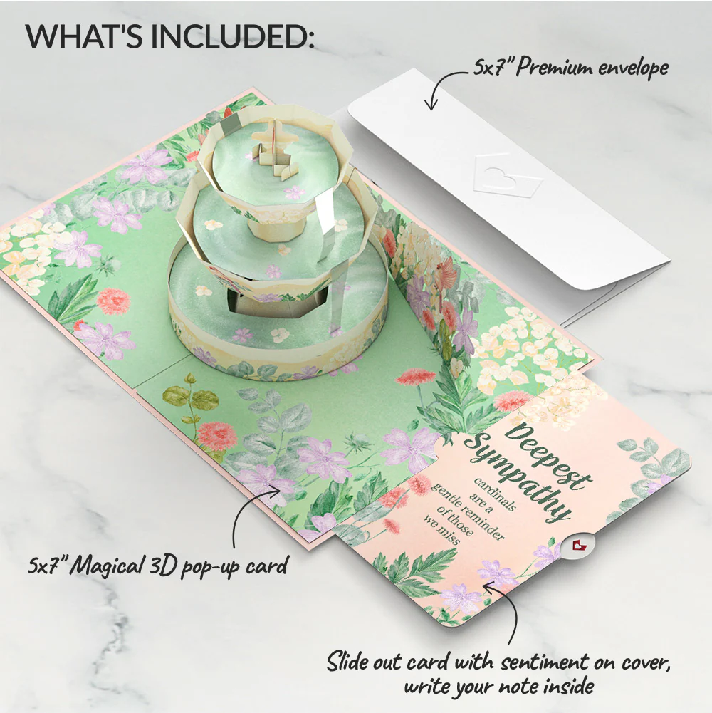 Cardinals in the Garden Sympathy Pop-Up Card and Sentiment Set - Image 2