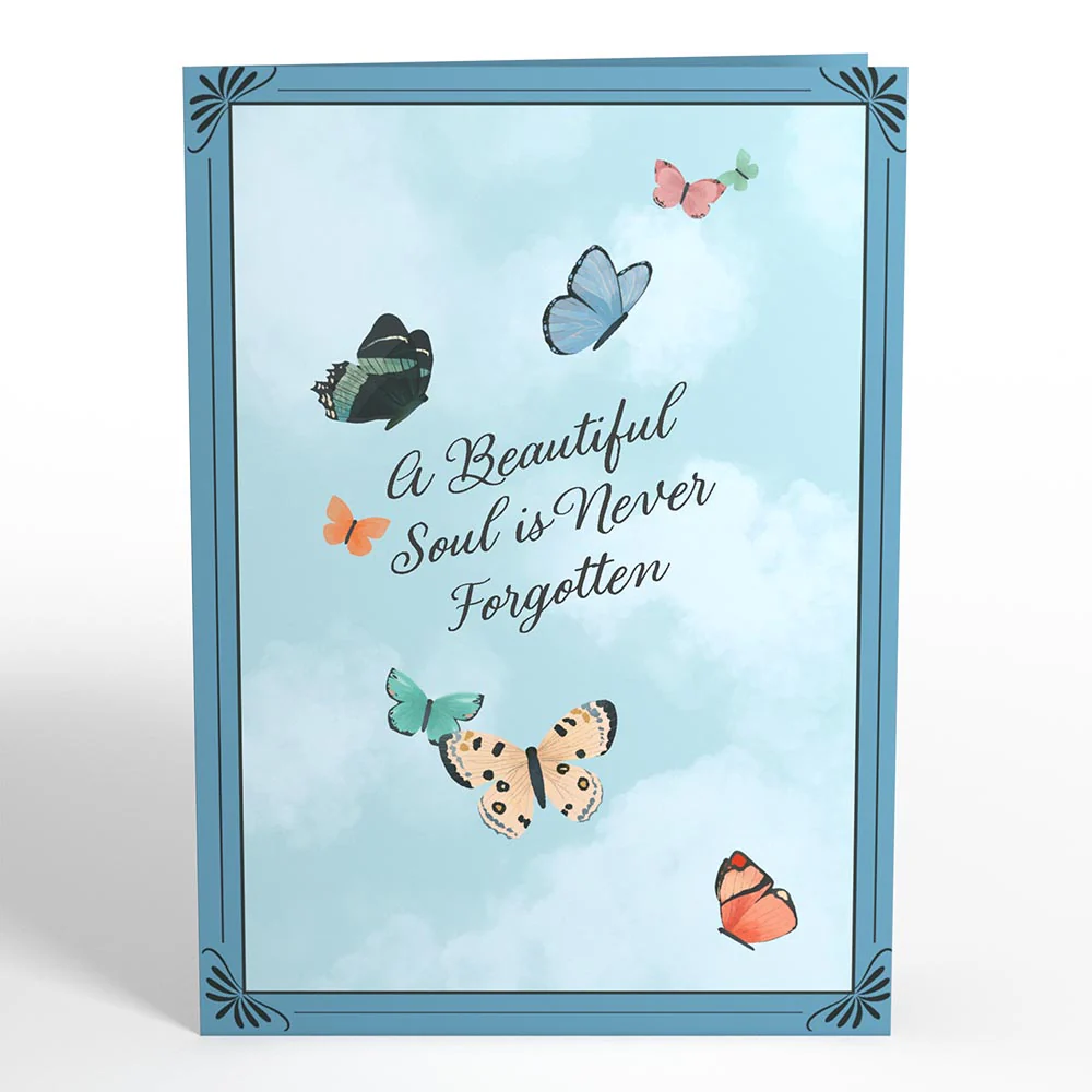 Celebration of Life Sympathy Butterflies Pop-Up Card - Image 5