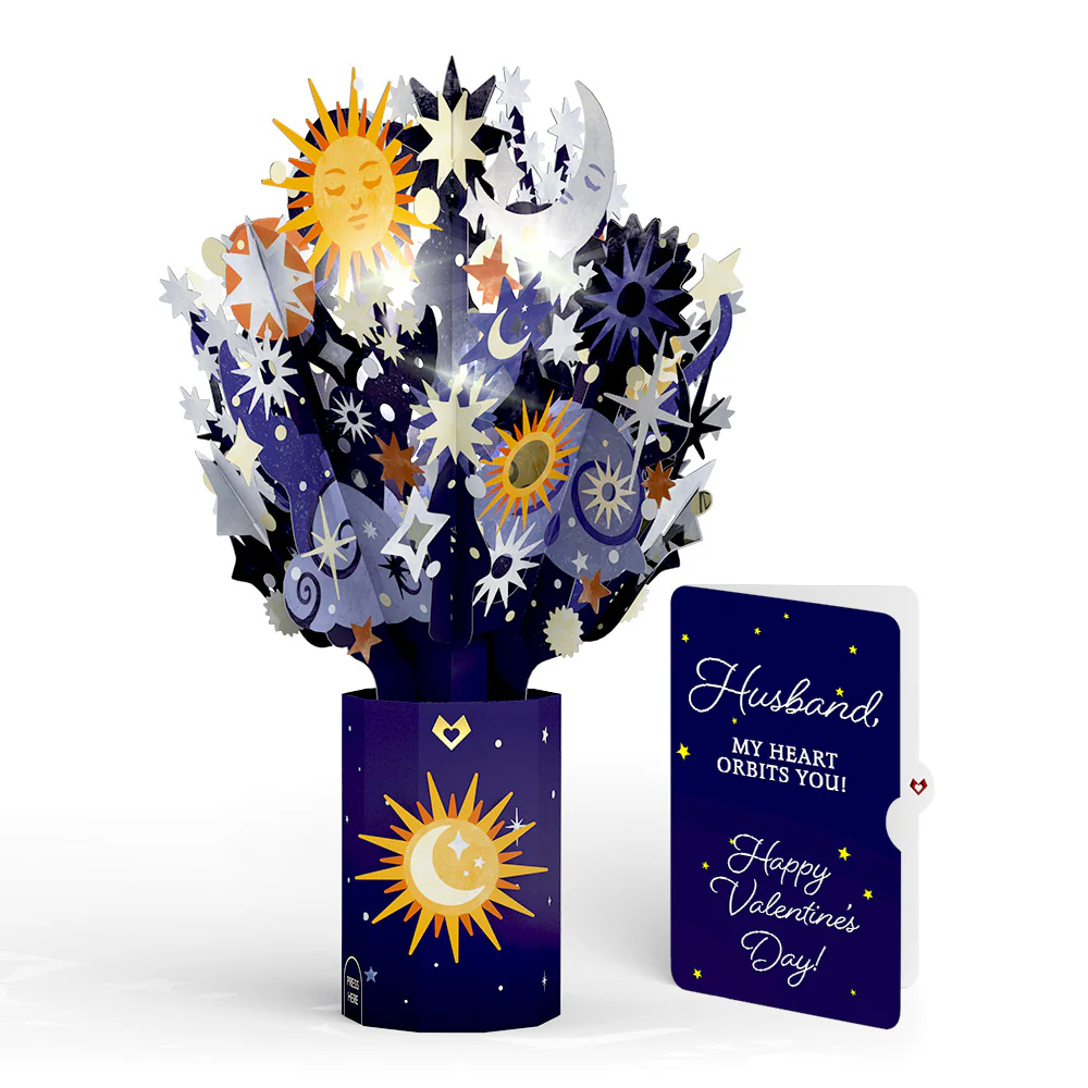 Celestial Sky Valentine Light-Up Bouquet and Sentiment Set for Husband