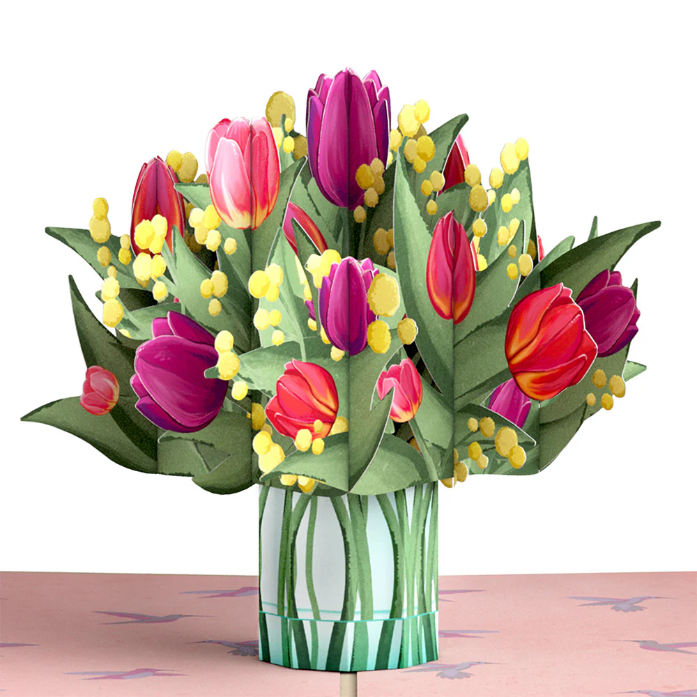 Cheerful Tulips Birthday Pop-Up Card and Dancing Through Life Sentiment Set - Image 3