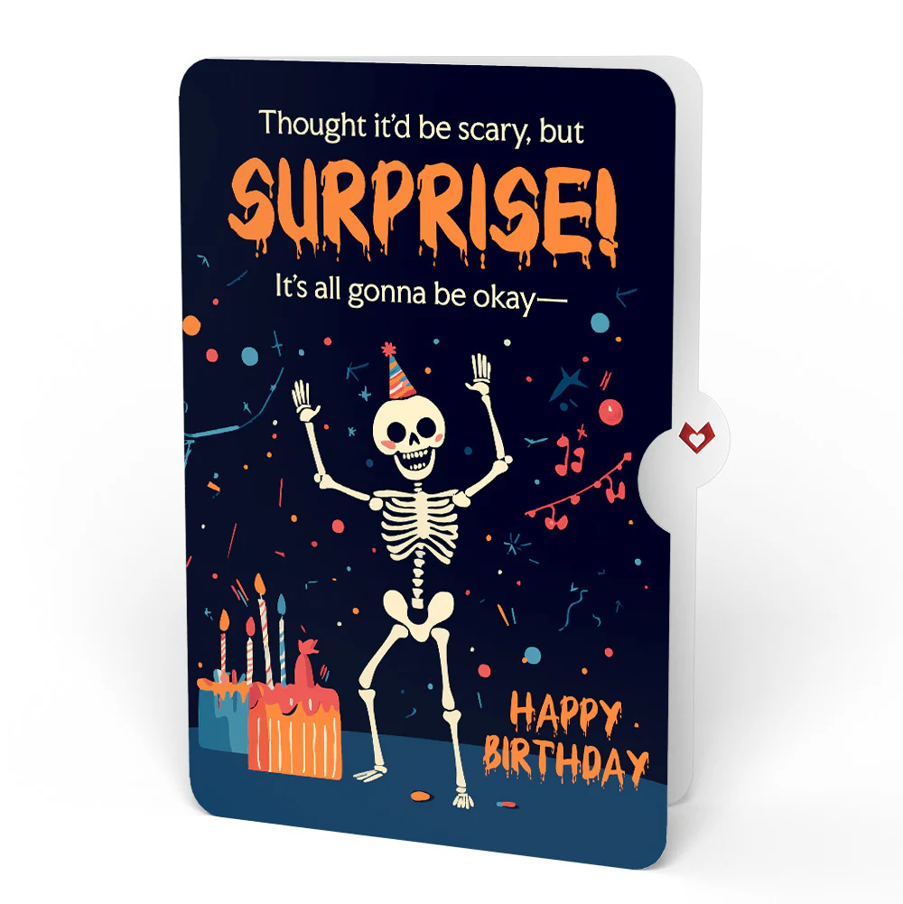 Cherry Blossom Branches in Bloom Birthday Pop-Up Card and Surprise Skeleton Sentiment Set - Image 4
