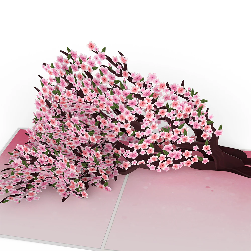 Cherry Blossom Branches in Bloom Birthday Pop-Up Card and Time to Party Sentiment Set - Image 3