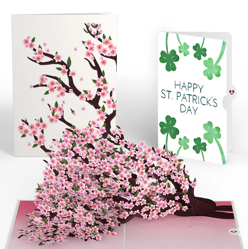 Cherry Blossom Branches in Bloom St. Patrick’s Day Pop-Up Card and Sentiment Set