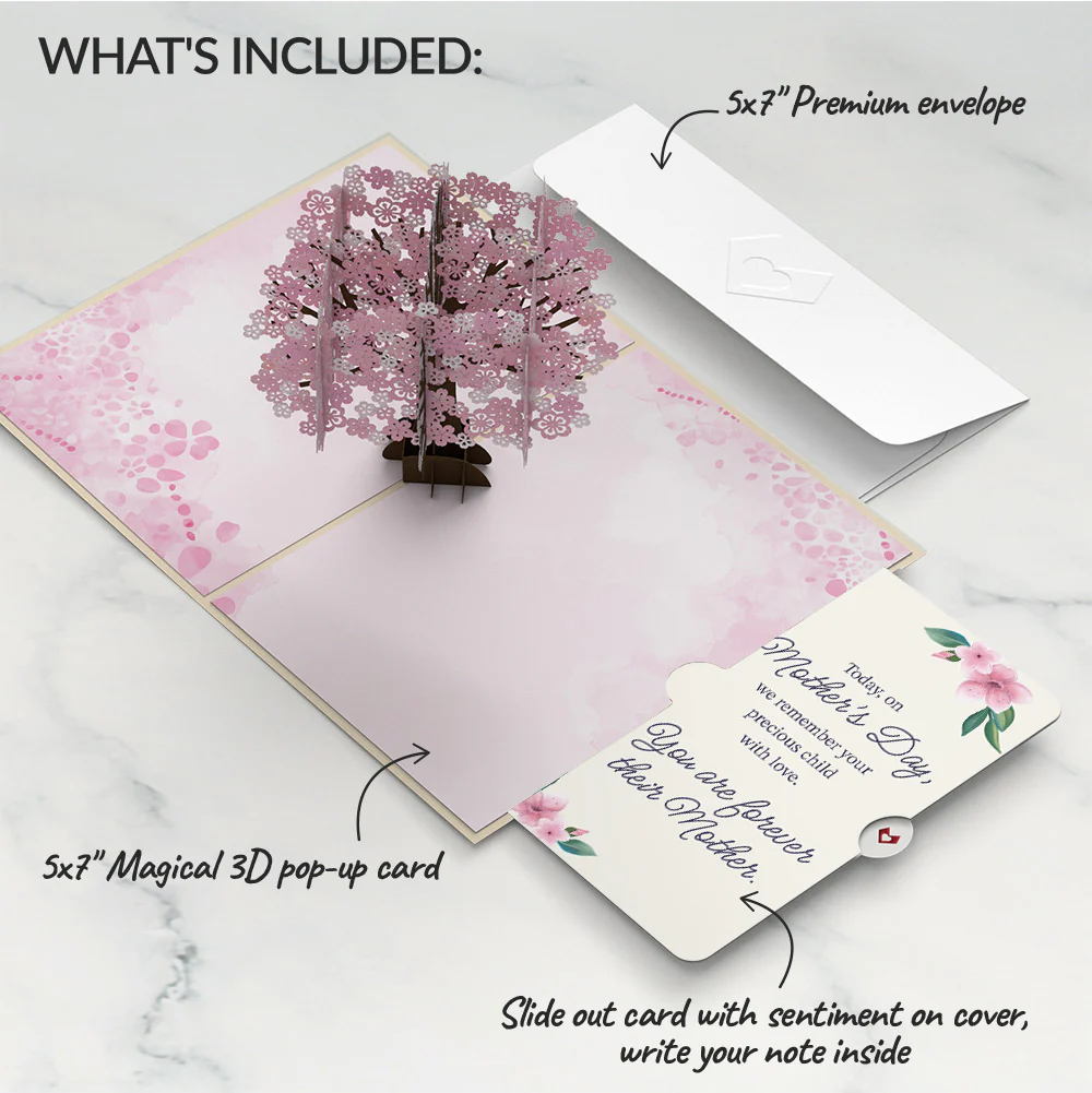 Cherry Blossom Mother's Day Pop-Up Card and You Are Forever Their Mom Sentiment Set - Image 2