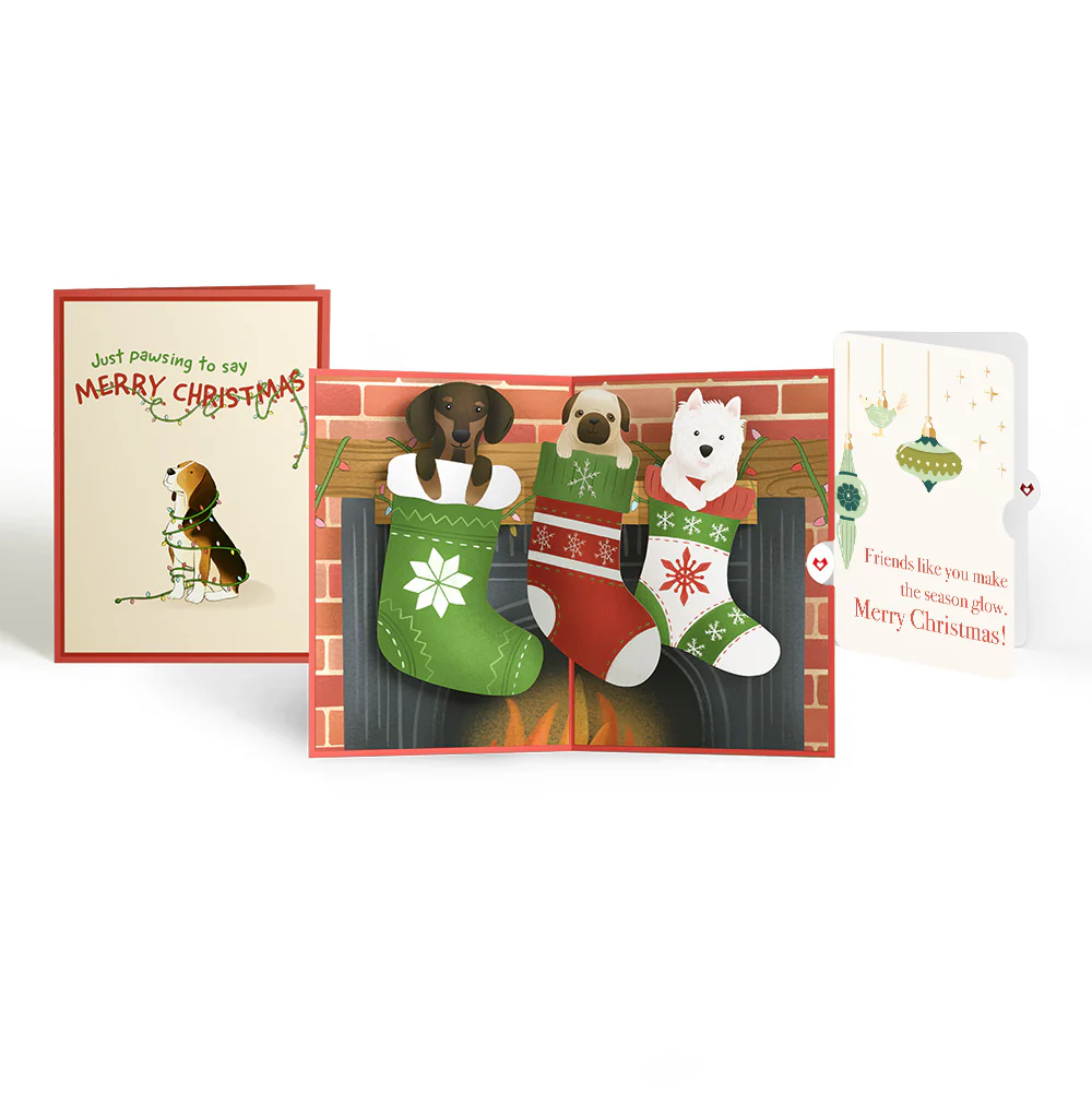 Christmas Dog Stockings Pop-Up Card and Sentiment Set for Friend