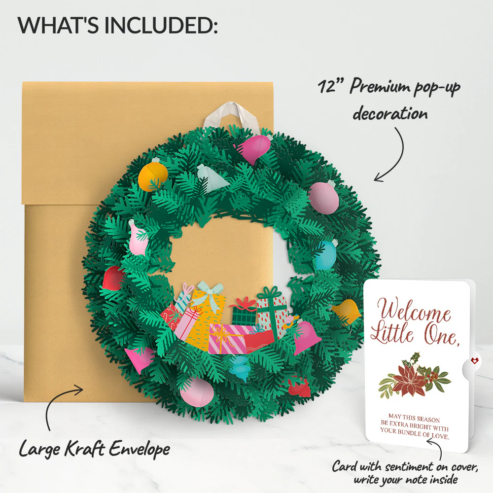 Christmas Joy Wreath and Poinsettia Sentiment Set for Baby - Image 2