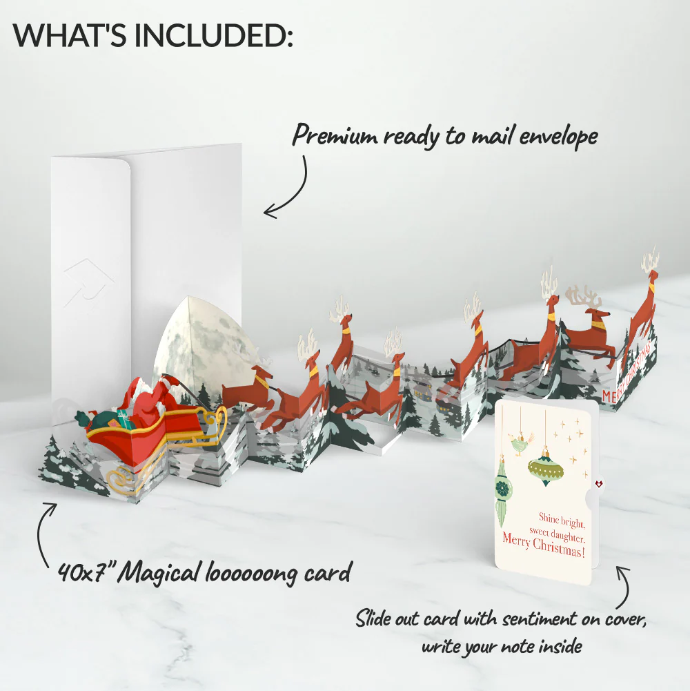 Christmas Sleigh Ride Loooooong Card™ (Expands to 2 feet) and Sentiment Set for Daughter - Image 2