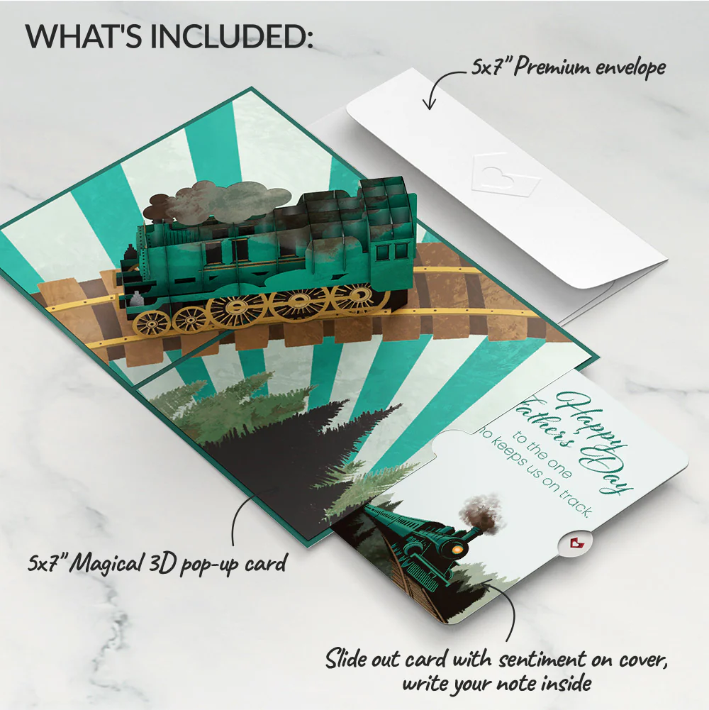Classic Train Father's Day Pop-Up Card and Sentiment Set - Image 2
