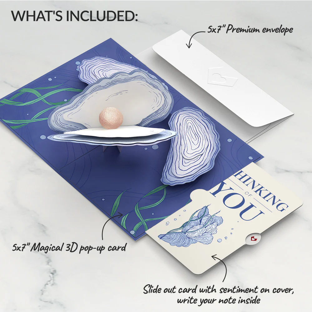 Coastal Oysters Thinking of You Pop-Up Card and Sentiment Set - Image 2