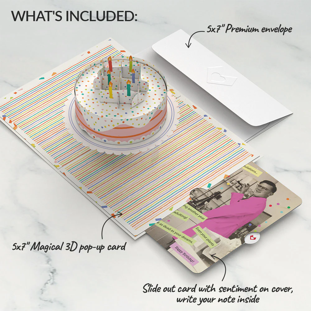 Confetti Cake Birthday Pop-Up Card and Survive Another Year of Adulting Sentiment Set - Image 2