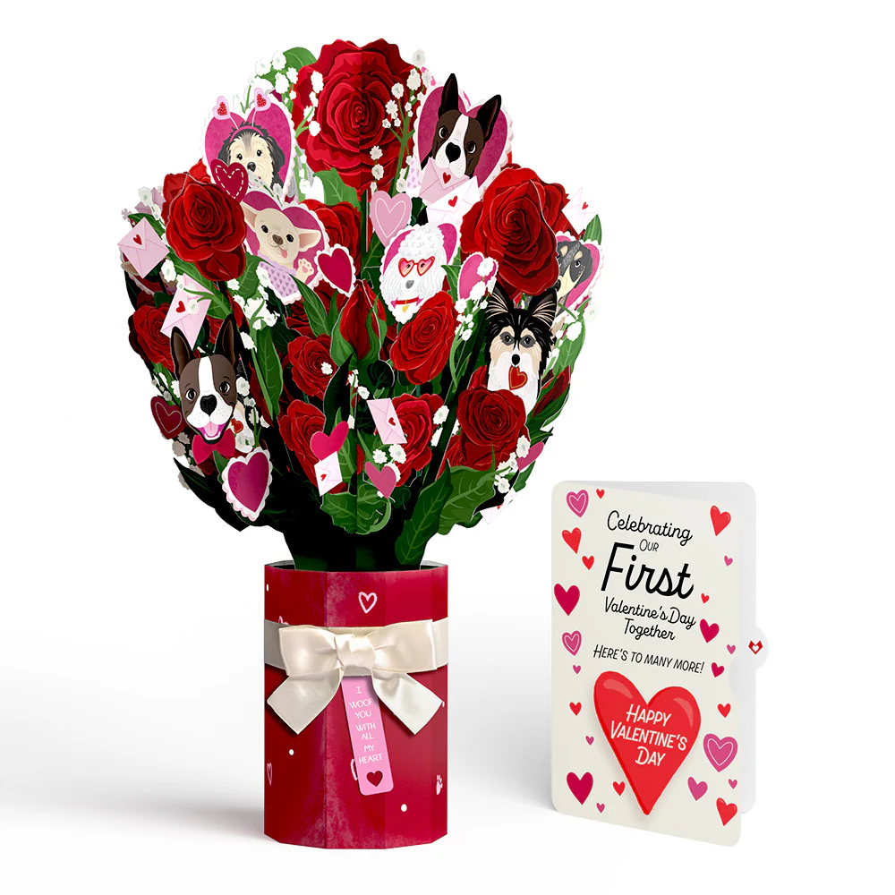 I Woof You Dog Our First Valentine Together Bouquet and Sentiment Set