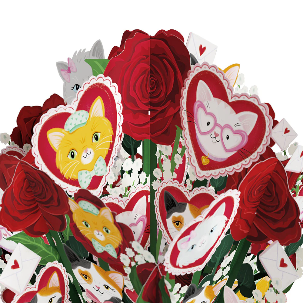 You Make My Heart Purr Cat Valentine Bouquet and Sentiment Set for Granddaughter - Image 3