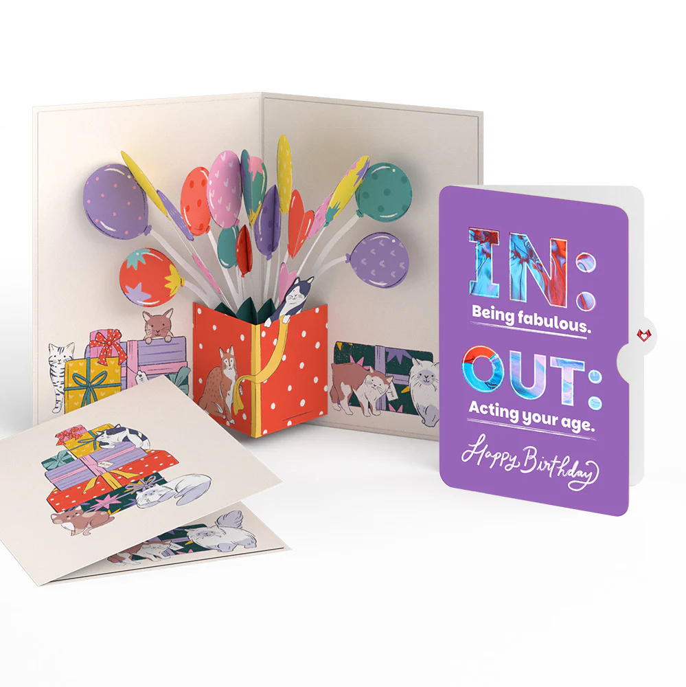 Curious Cats Birthday Pop-Up Card and IN & OUT Sentiment Set