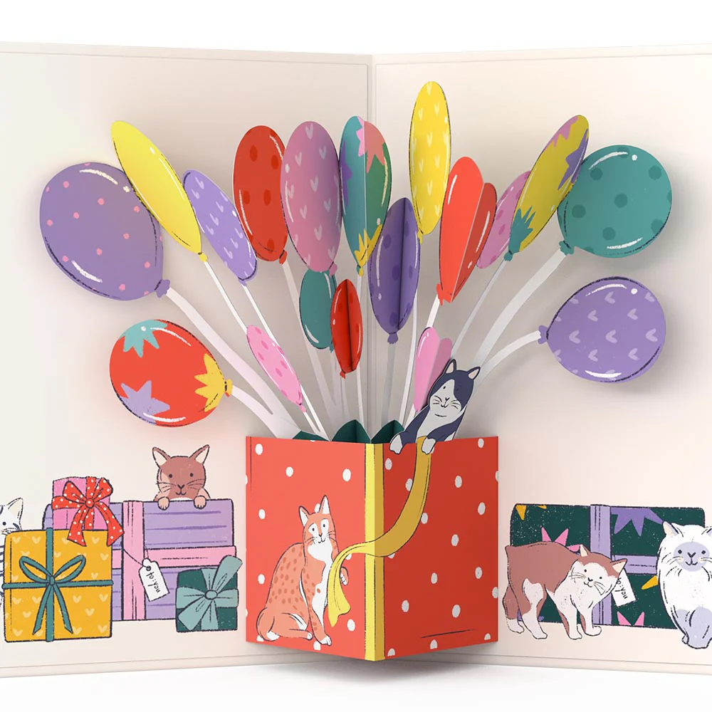Curious Cats Birthday Pop-Up Card and The original YOU Sentiment Set - Image 3