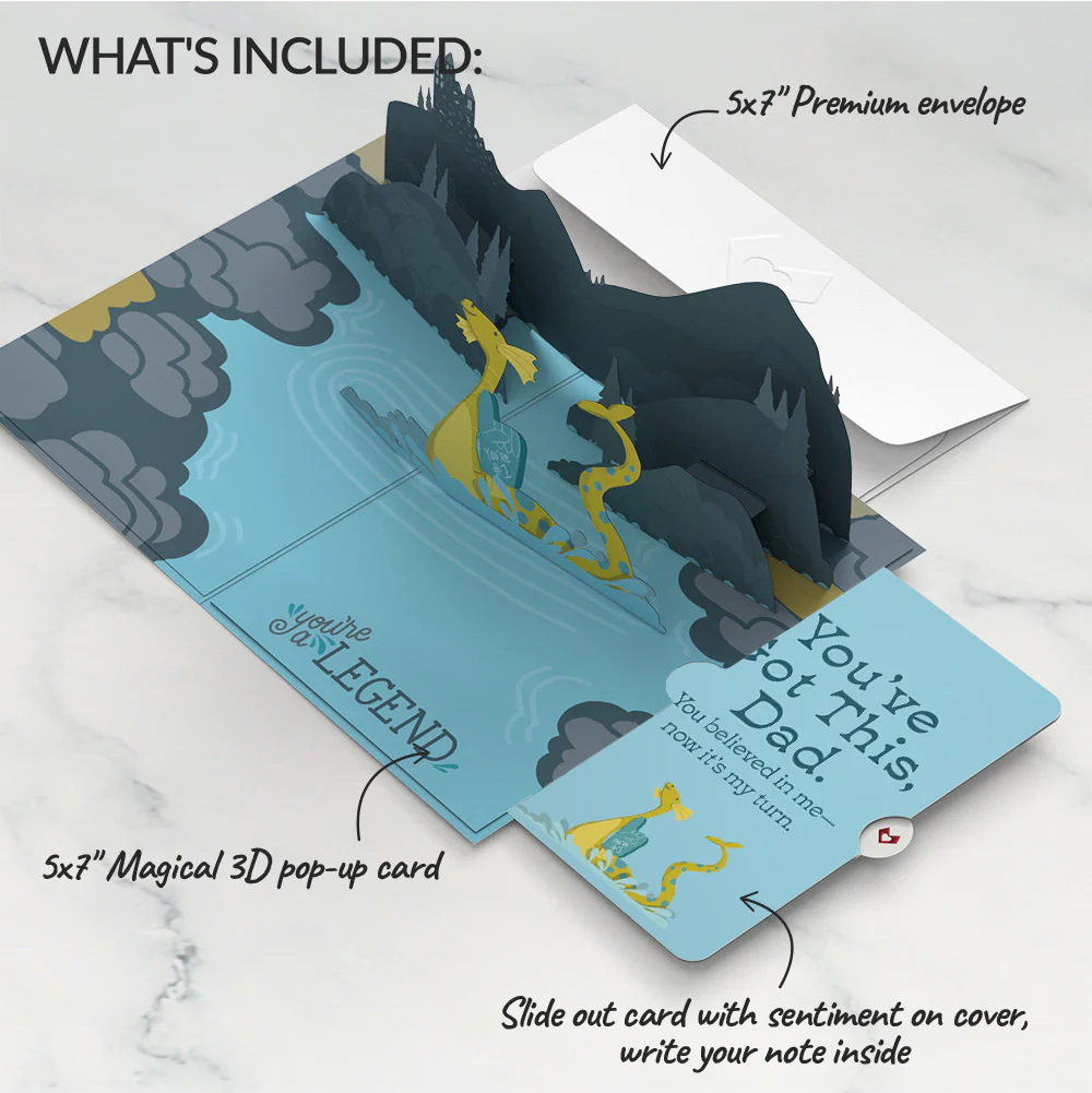 Dad You're a Legend Loch Ness Monster Encouragement Pop-Up Card and Sentiment Set - Image 2
