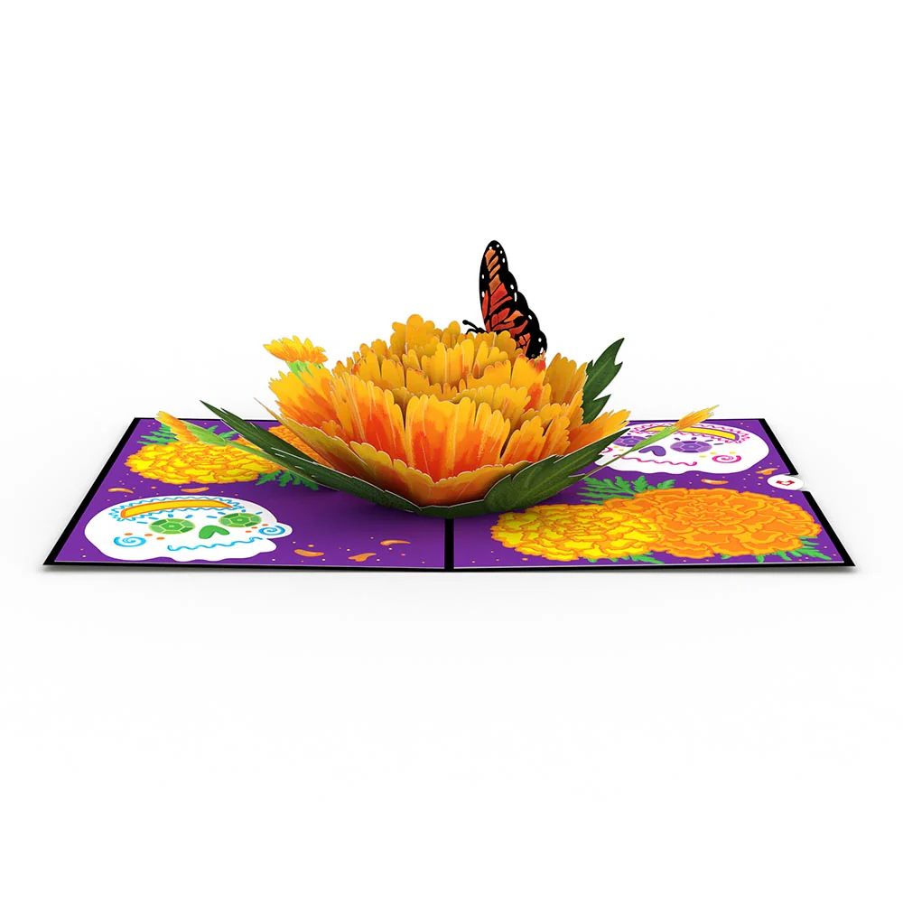 Día de los Muertos Marigold Pop-Up Card - Image 3
