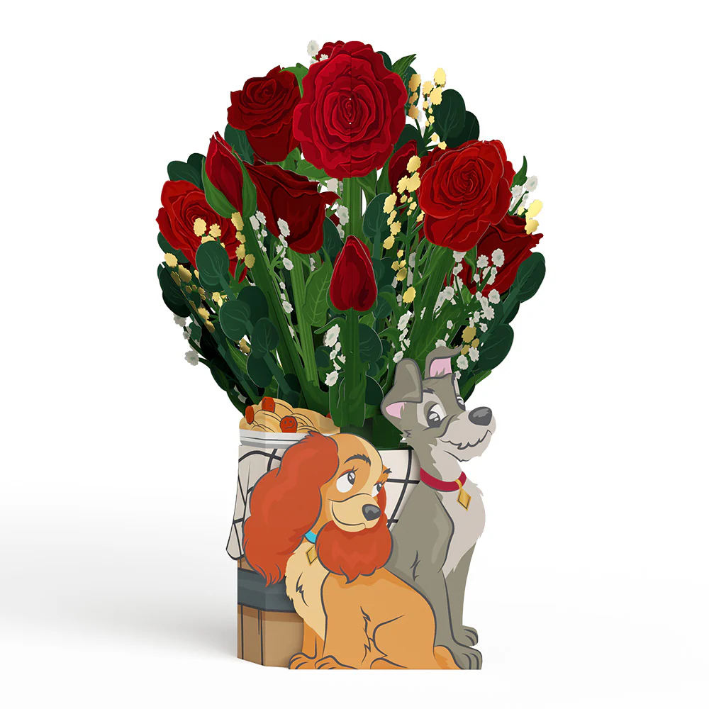 Disney’s Lady and the Tramp Pop-Up Card & Flower Buds Bouquet Bundle - Image 4
